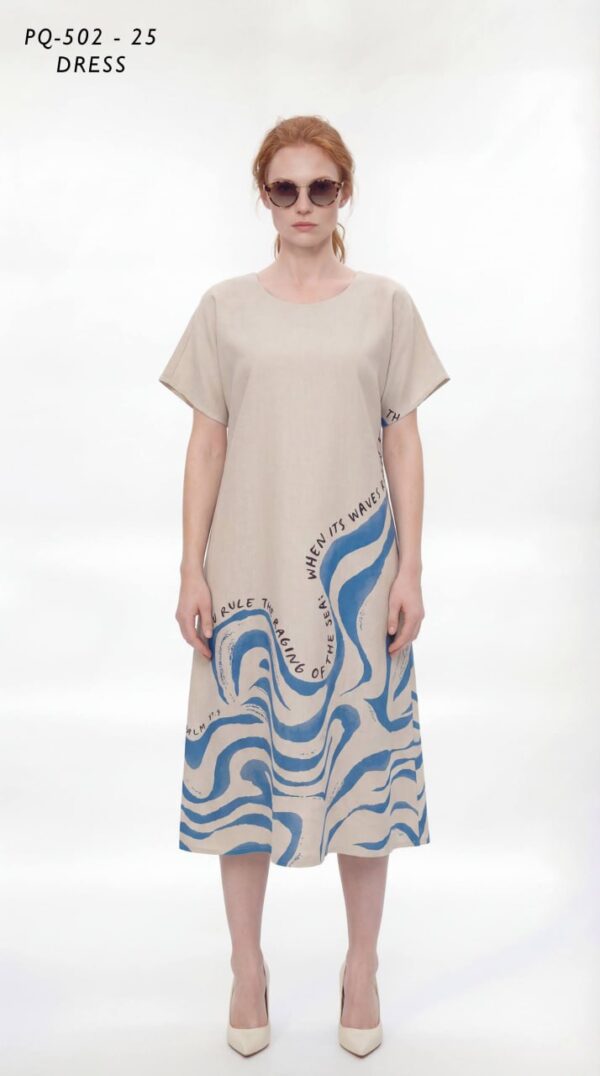 Artistic Wave Print Midi Dress