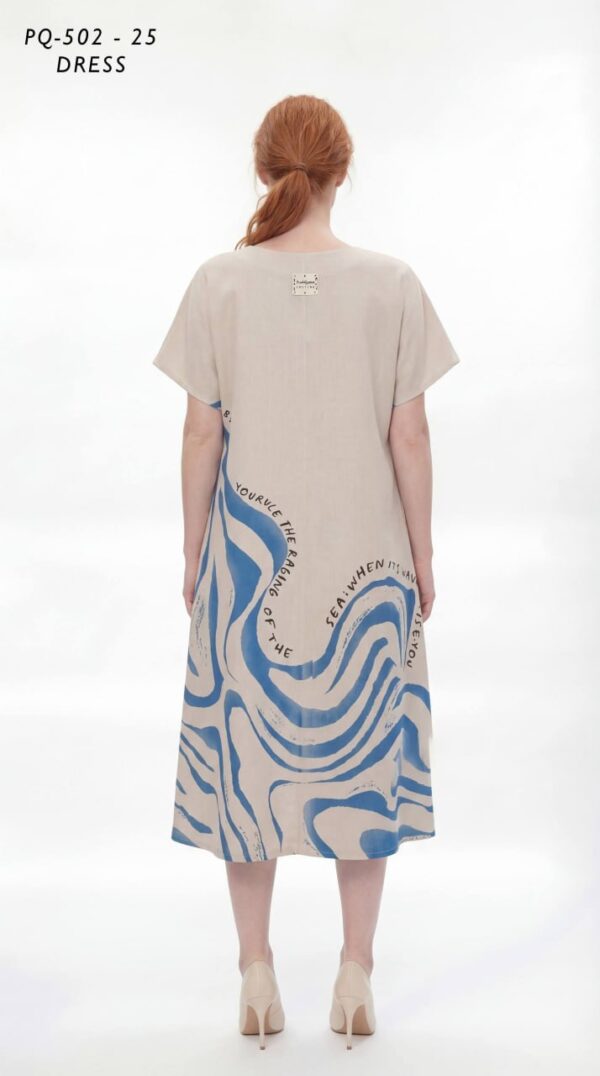 Artistic Wave Print Midi Dress