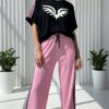 Embellished Wing Graphic Tee & Trouser Set