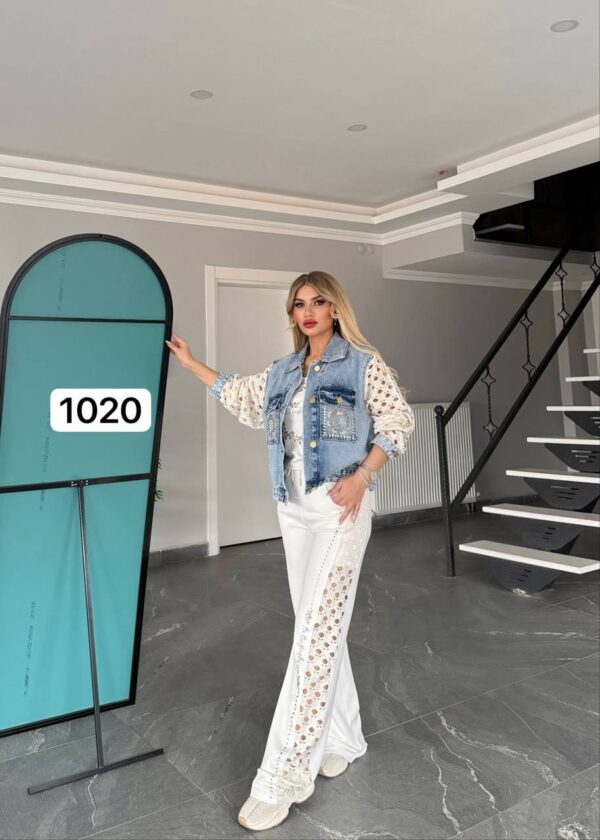 Embellished Lace-Panel Two-Piece Lounge Set