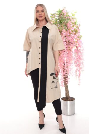 Asymmetric Color-Block Tunic Shirt