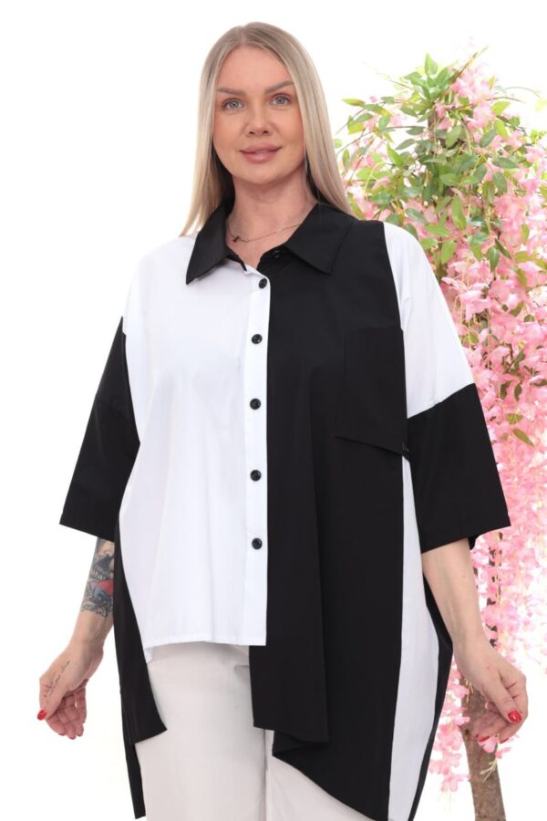 Wholesale Two-Tone Asymmetrical Oversized Shirt