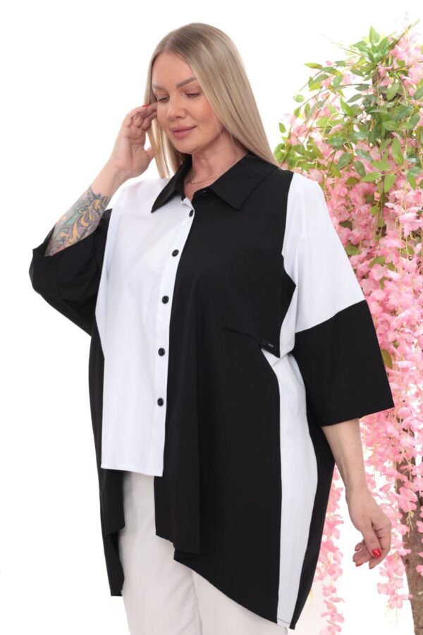 Wholesale Two-Tone Asymmetrical Oversized Shirt