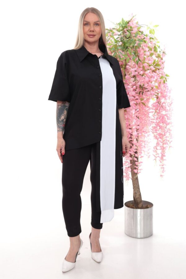 Asymmetric Color-Block Tunic Shirt