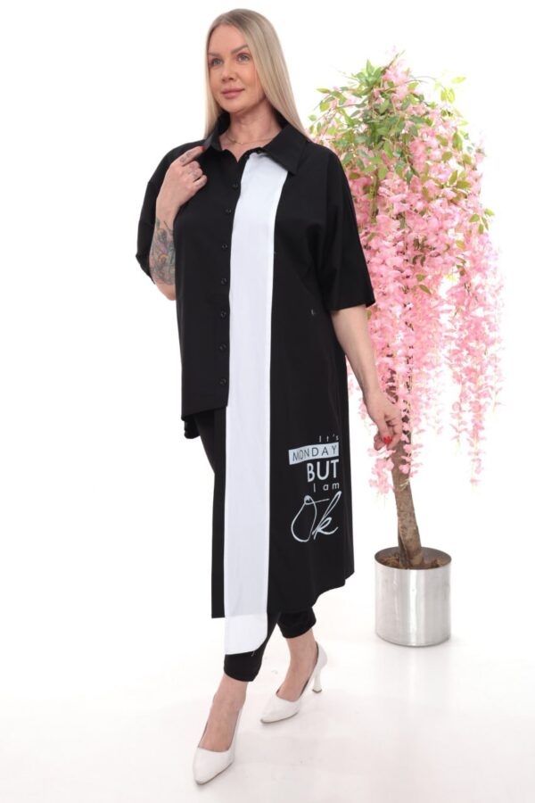 Asymmetric Color-Block Tunic Shirt