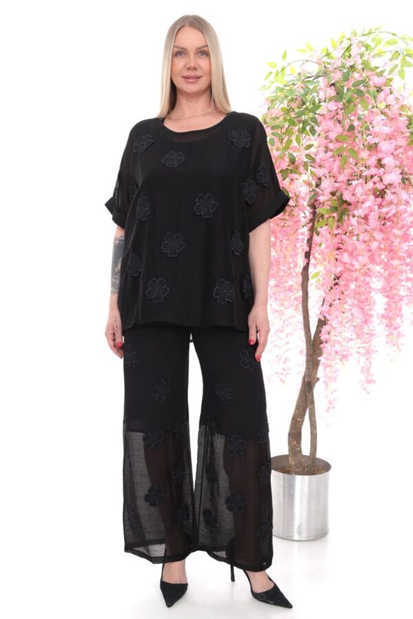 Floral Appliqué Two-Piece Lounge Set