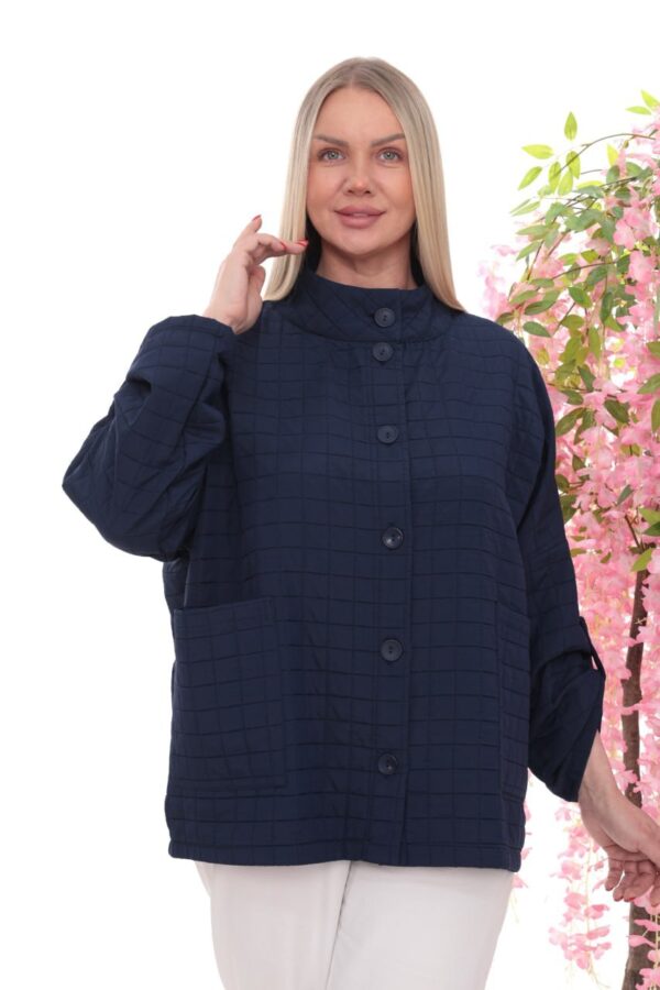 Quilted High-Collar Button-Front Jacket