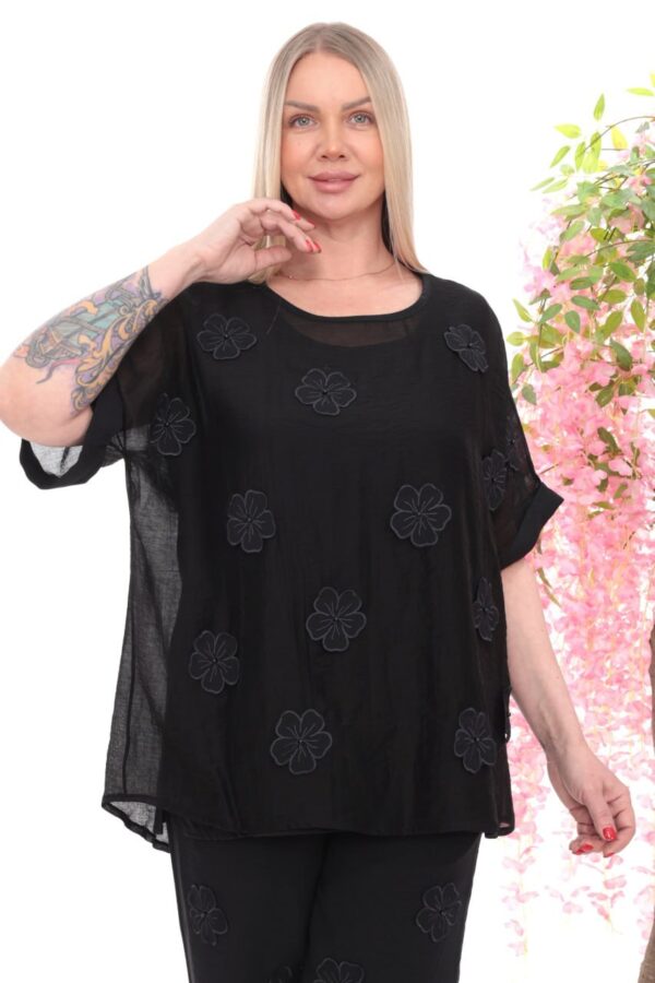 Floral Appliqué Two-Piece Lounge Set