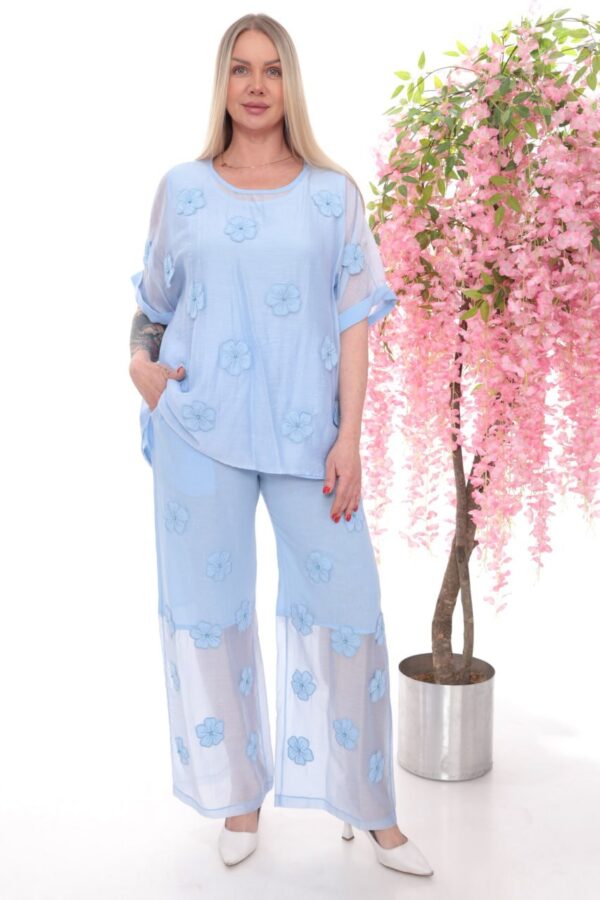 Floral Appliqué Two-Piece Lounge Set