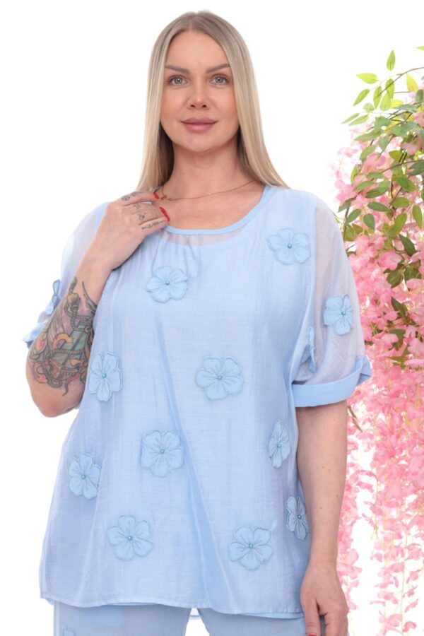 Floral Appliqué Two-Piece Lounge Set