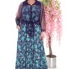 Floral Print Maxi Dress with Sheer Tie-Front Blouse Set
