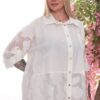 Wholesale Pearl-Embellished Floral Sheer Shirt