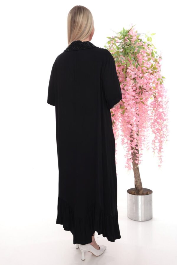 Beaded Collar Asymmetrical Ruffle Dress