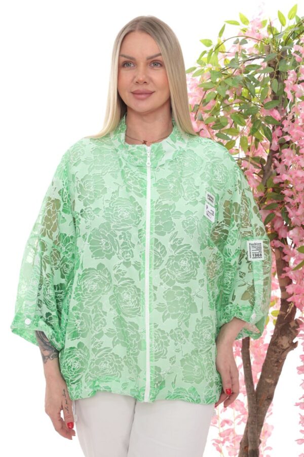Wholesale Sheer Floral Zip-Up Jacket