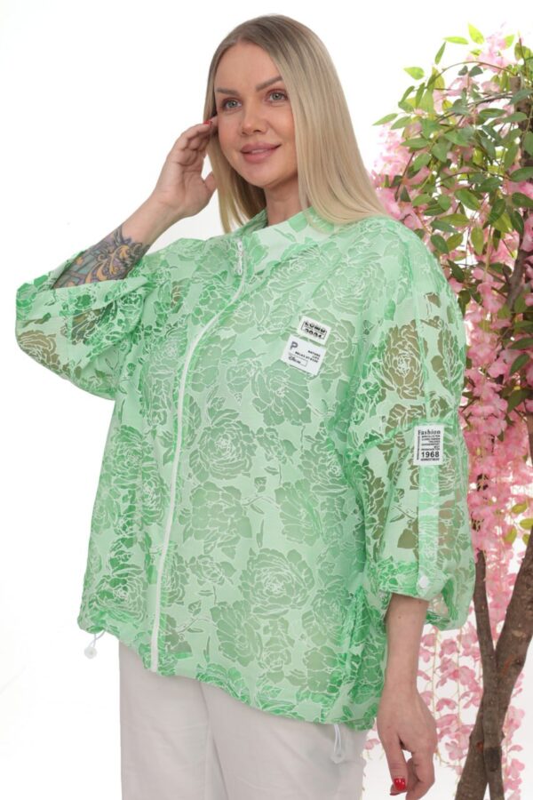 Wholesale Sheer Floral Zip-Up Jacket