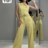Wholesale Collared Zip-Front Belted Jumpsuit
