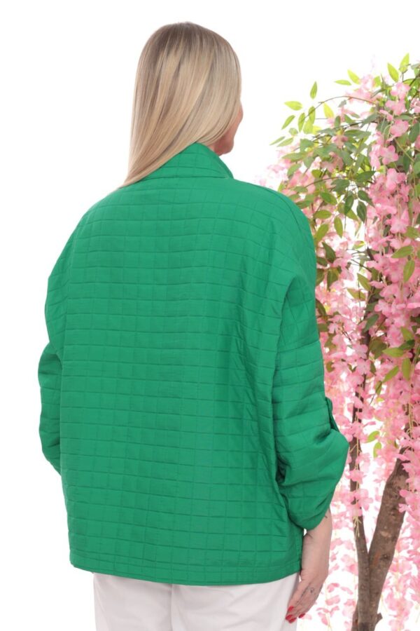 Quilted High-Collar Button-Front Jacket