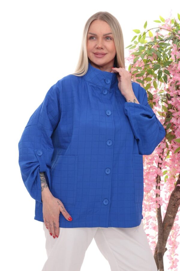 Quilted High-Collar Button-Front Jacket