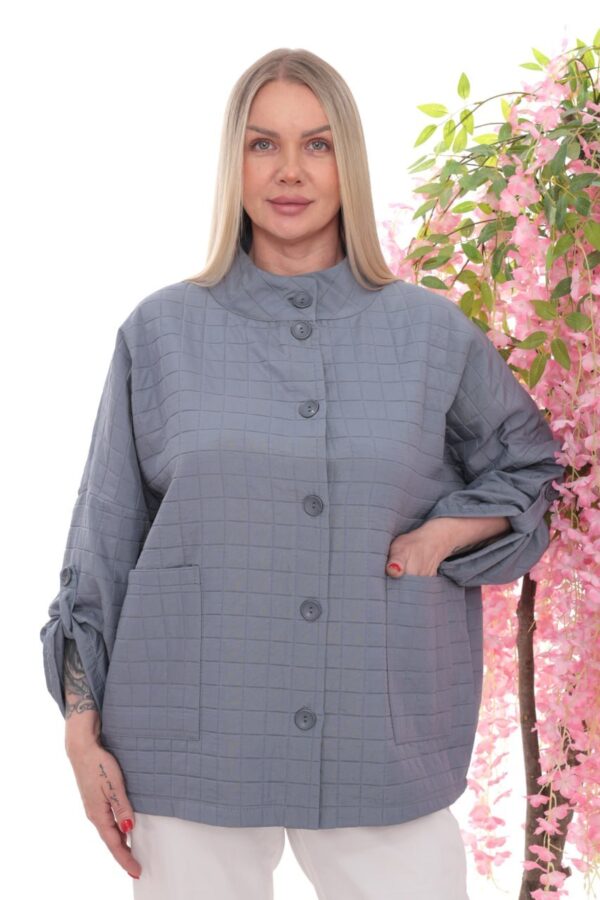 Quilted High-Collar Button-Front Jacket