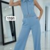 Wholesale Collared Zip-Front Belted Jumpsuit