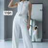 Wholesale Collared Zip-Front Belted Jumpsuit