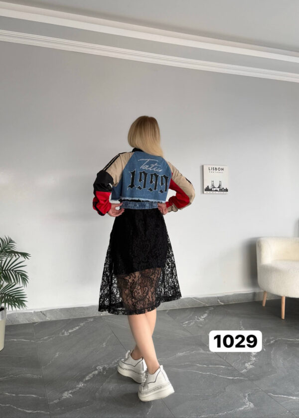 Colorblock Lace & Denim Sport Trench Coat