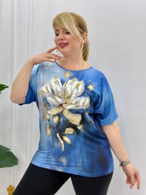 Embellished Floral Print Dolman Blouse