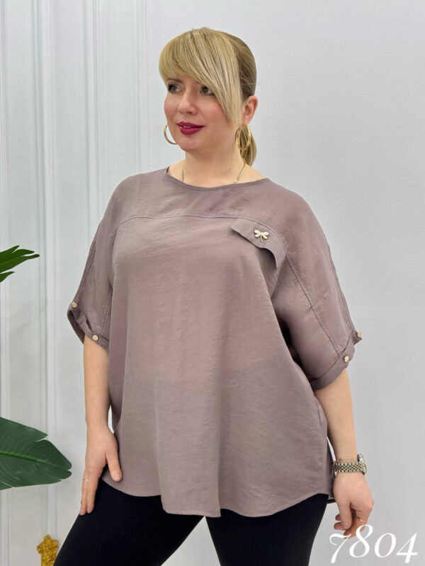 Chic Batwing Sleeve Blouse with Dragonfly Pin