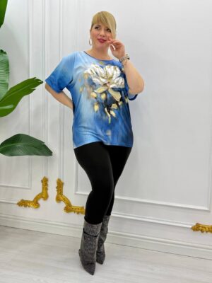 Embellished Floral Print Dolman Blouse