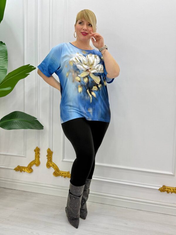 Embellished Floral Print Dolman Blouse