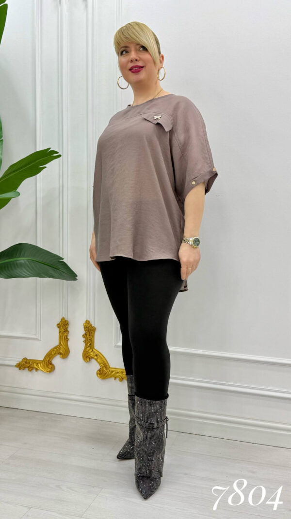 Chic Batwing Sleeve Blouse with Dragonfly Pin