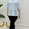 Chic Batwing Sleeve Blouse with Dragonfly Pin