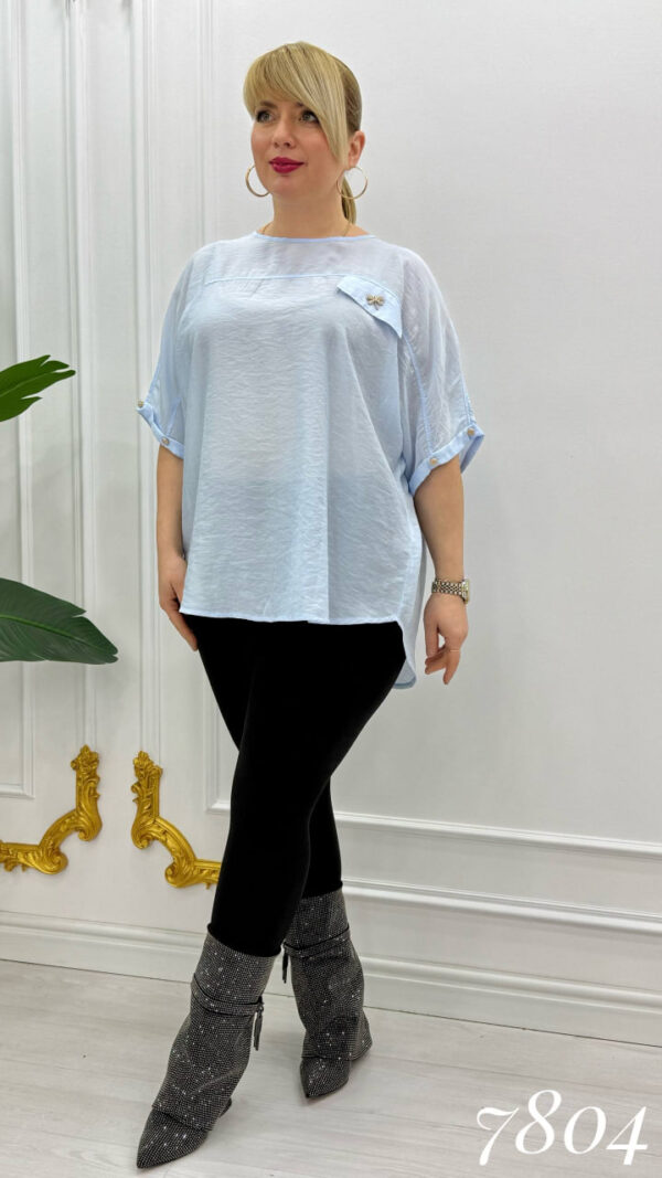 Chic Batwing Sleeve Blouse with Dragonfly Pin