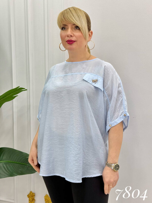 Chic Batwing Sleeve Blouse with Dragonfly Pin