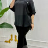 Chic Batwing Sleeve Blouse with Dragonfly Pin