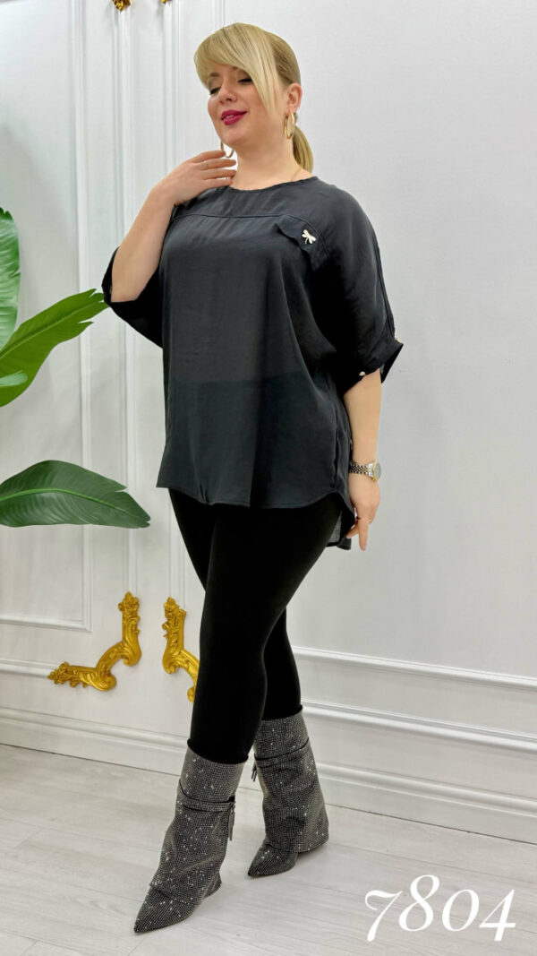 Chic Batwing Sleeve Blouse with Dragonfly Pin