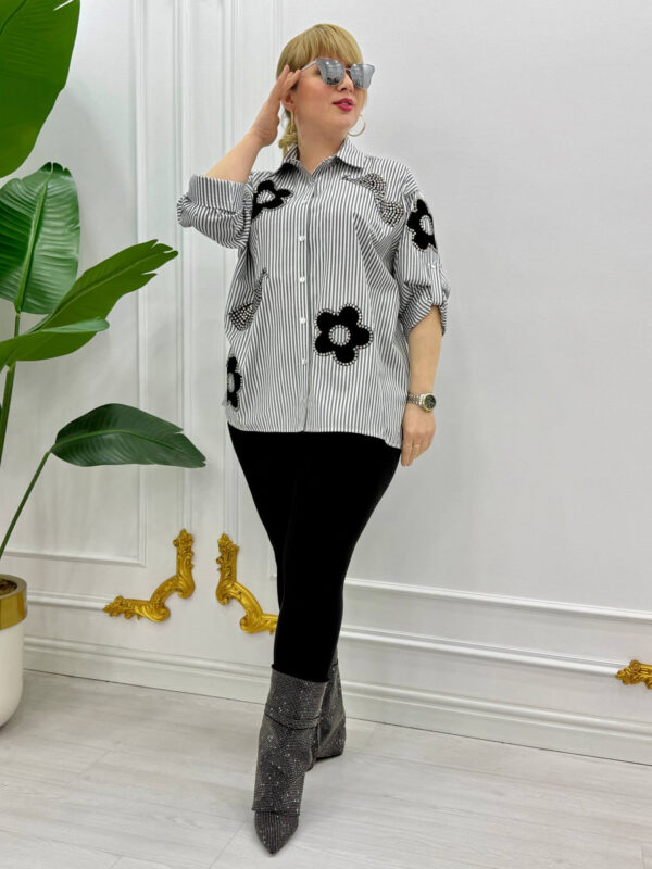 Wholesale Sequin Appliqué Striped Tunic Shirt
