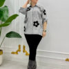 Embellished Botanical Print Puff Sleeve Top