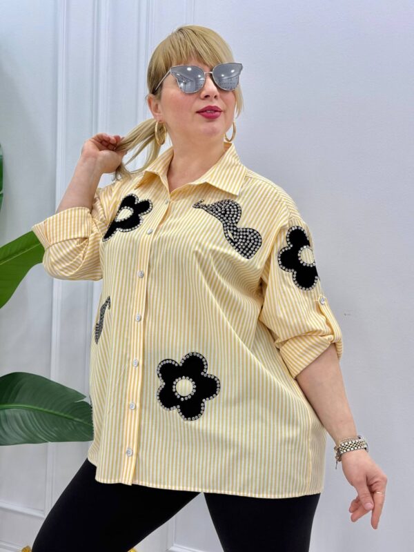 Embellished Botanical Print Puff Sleeve Top