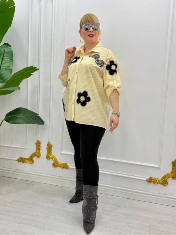 Embellished Botanical Print Puff Sleeve Top