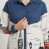 London Print Denim Contrast Shirt Dress London Print Denim Contrast Shirt Dress