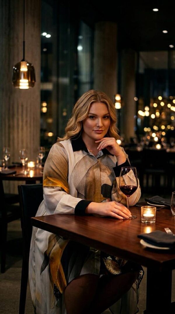 Elegant Abstract Print High-Low Oversized Shirt Dress