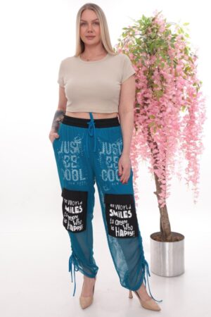 Wholesale Slogan Print Mesh Cargo Trousers