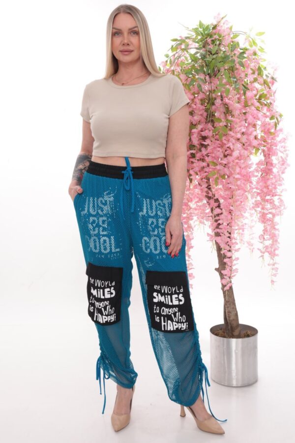 Wholesale Slogan Print Mesh Cargo Trousers