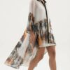 Elegant Two-Piece Graphic Print Kimono Dress Set