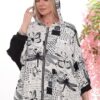 Artistic Print Zip-Up Dolman Sleeve Hoodie