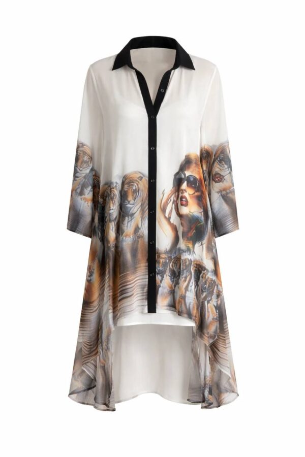 Elegant Two-Piece Graphic Print Kimono Dress Set