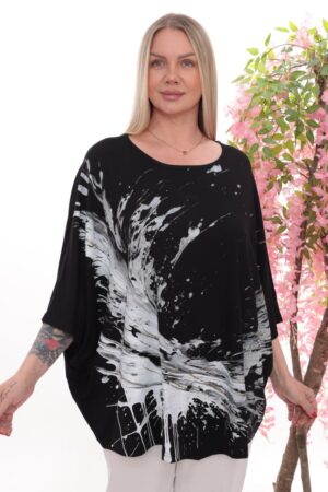 Wholesale Artistic Splash Print Batwing Blouse