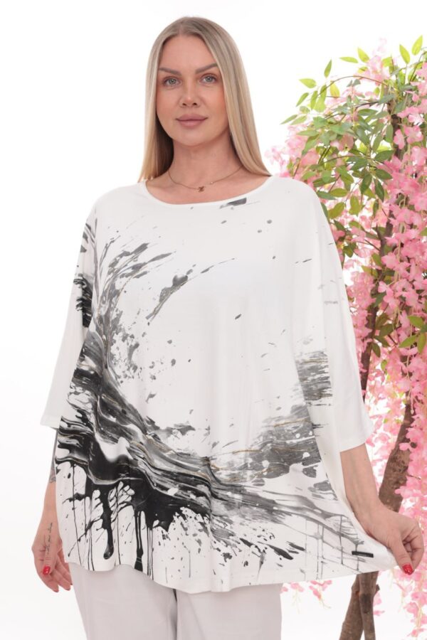 Wholesale Artistic Splash Print Batwing Blouse