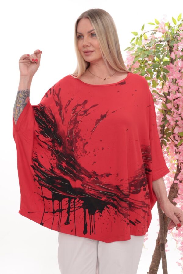 Wholesale Artistic Splash Print Batwing Blouse